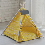 Yellow Teepee Pet Tent with Floor Cushion - Vignette | DoggyElite