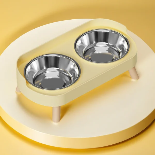 Dopamine Colorful Elevated Pet Feeder: Dual Stainless Steel Bowls with Neck Support